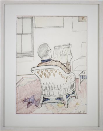 STEINBERG SAUL (1914 - 1999) - RITRATTO DI ALDO CHE LEGGE.