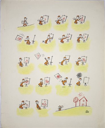 Mattioli Massimo (1943 - 2019) - Tavola probabilmente risalente al periodo della rivista Hobby e Il Nuovo Travaso.