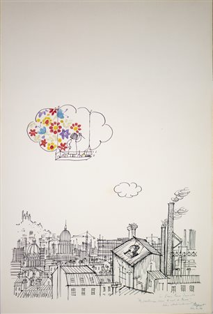 Peynet Raymond (1908 - 1999) - Le printemps dans le ciel de Paris.