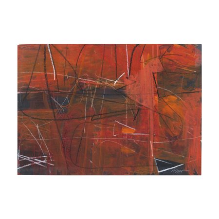 Piero Ruggeri Torino 1930 - Avigliana 2009 48x68 cm. "Composizione rossa",...