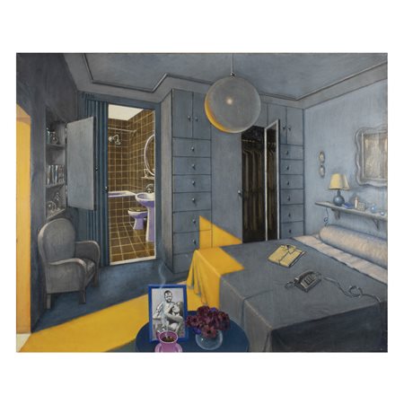 Sergio Ceccotti Roma 1935 80x100 cm. "Camera da letto", 1994, olio su tela,...