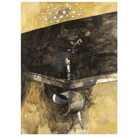 Alberto Gianquinto Venezia 1929 - Jesolo 2003 100x72,5 cm. "L'elmo e la...