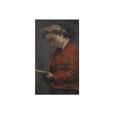 Alberto Ziveri Roma 1908 - 1990 17,5x10 cm. "La lettera", 1947, olio su...