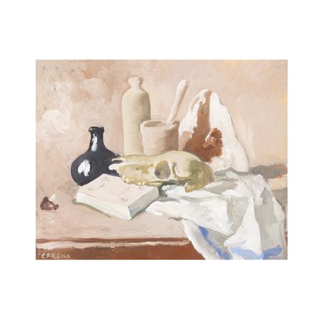 Felice Carena Torino 1879 - Venezia 1966 60,5x76 cm. "Natura morta con...