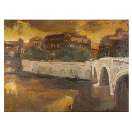 Ugo Attardi Sori di Genova 1923 - Roma 2006 75x100 cm. "Paesaggio romano",...