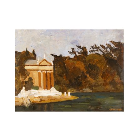 Carlo Quaglia Terni 1903 - Roma 1970 45x60 cm. "Villa Borghese", olio su...