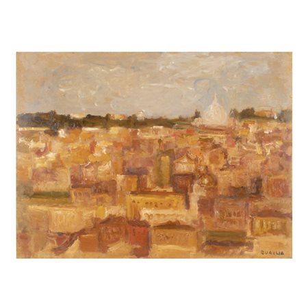 Carlo Quaglia Terni 1903 - Roma 1970 45x60 cm. "Veduta di Roma", anni 60,...