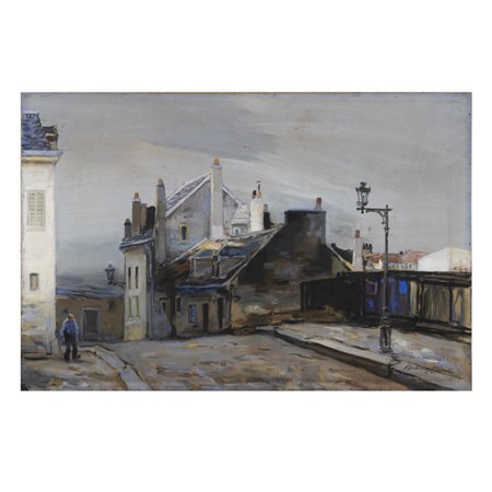 Maceo Casadei Forlì 1899 - 1992 51x76 cm. "Vecchia Montmartre", tempera su...