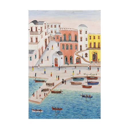 Carmelina Di Capri Capri 1920 - Napoli 2004 60x40 cm. "Marina grande", olio...