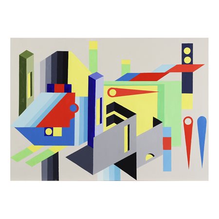 Tancredi Fornasetti Roma 1983 50x70 cm. "Ristrutturazione", 2024, olio su...