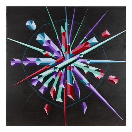 Giovanna Perillo Napoli 1948 70x70 cm. "Figure geometriche nel dodecagono",...