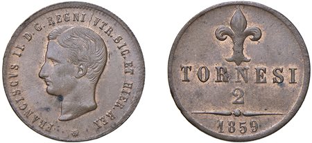 NAPOLI - FRANCESCO II (1859-1860) - 2 tornesi 1859 in lotto con 5...