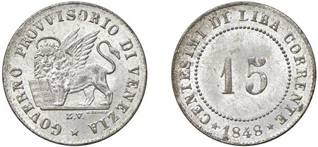 VENEZIA - GOVERNO PROVVISORIO DI VENEZIA (1848-1849) - 15 centesimi 1848.