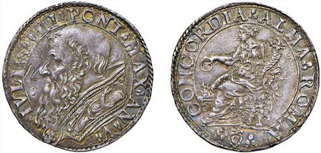 GIULIO III, Giovanni Maria Ciocchi del Monte (1550-1555) - Doppio carlino, Roma.