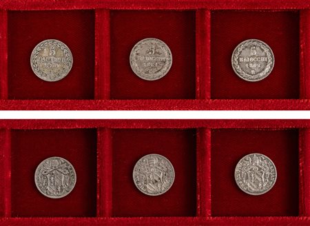 PIO IX, Giovanni Maria Mastai-Ferretti (1846-1870) - Lotto 3 monete da 5 baiocchi (1860-1861-1862), Roma.