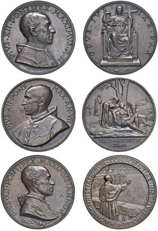 PIO XII, Eugenio Maria Giuseppe Pacelli (1939-1958) - Lotto 3 medaglie annuali.