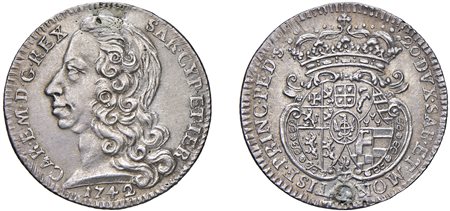 CARLO EMANUELE III, Primo periodo (1730-1755) - Lira 1742, Torino.