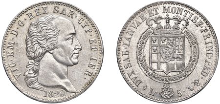 VITTORIO EMANUELE I (1802-1821) - 5 lire 1820.