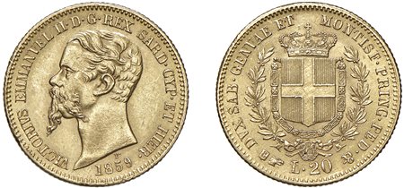 VITTORIO EMANUELE II, Re di Sardegna (1848-1861) - 20 lire 1859, Torino.