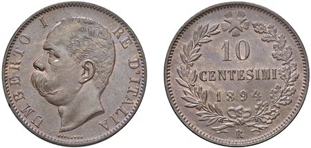 UMBERTO I (1878-1900) - 10 centesimi 1894, Roma.