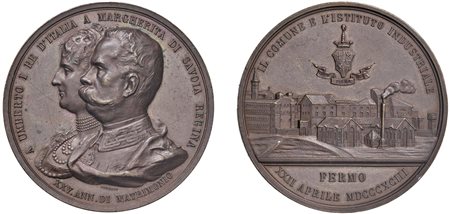 FERMO - durante UMBERTO I (1878-1900) - Medaglia per le nozze d'argento di Umberto I e Margherita di Savoia, 1893.
