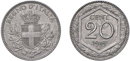 VITTORIO EMANUELE III (1900-1943) - 20 centesimi 1919, esagono.