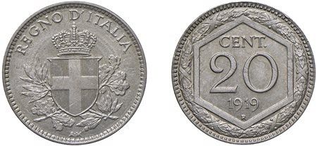 VITTORIO EMANUELE III (1900-1943) - 20 centesimi 1919, esagono.