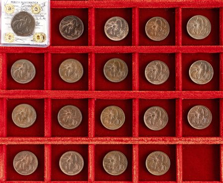 VITTORIO EMANUELE III (1900-1943) - 10 centesimi 'ape', serie delle 19 emissioni (1919-1937).