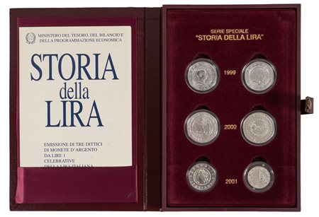 REPUBBLICA ITALIANA (1946-) - Serie completa 'Storia della lira' in cofanetto.