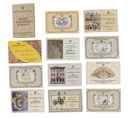 REPUBBLICA ITALIANA - Lotto di 12 emissioni celebrative dal 1989 al 1999.