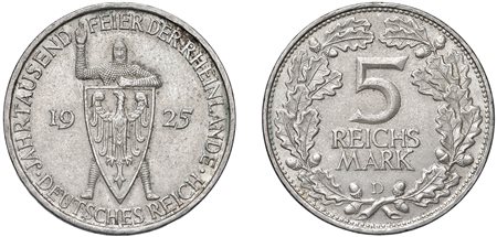 GERMANIA - REPUBBLICA DI WEIMAR (1919-1933) - 5 marchi 1925-D.
