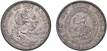 GRAN BRETAGNA - GIORGIO III (1760-1820) - Bank Dollar da 5 Shillings, 1804.