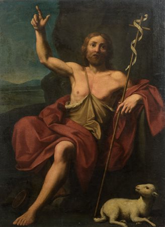  
San Giovanni Battista Scuola Romana inizio XVIII secolo
olio su tela 85 x 63 cm