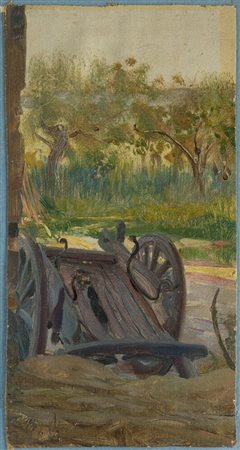  
Scorcio di paesaggio con carro Fine XIX secolo
Olio su tela 17 x 9 cm