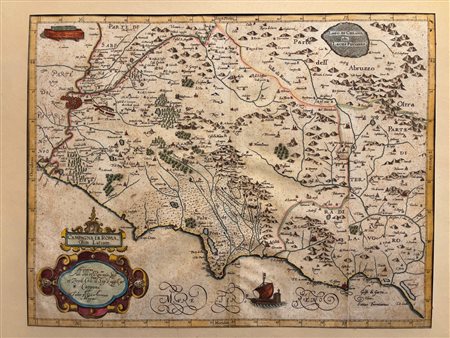 Giovanni Antonio Magini (1555 - 1617) 
Campagna di Roma, Olim Latium 1620
acquaforte colorata a mano 36 x 47 cm