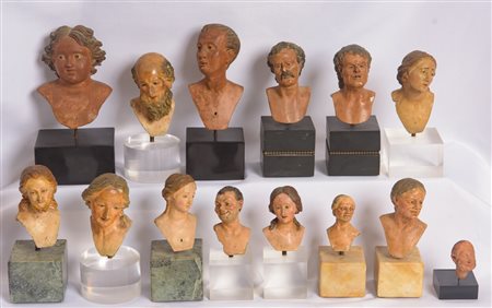  
14 volti da presepe Manifattura napoletana, fine XVIII secolo
 