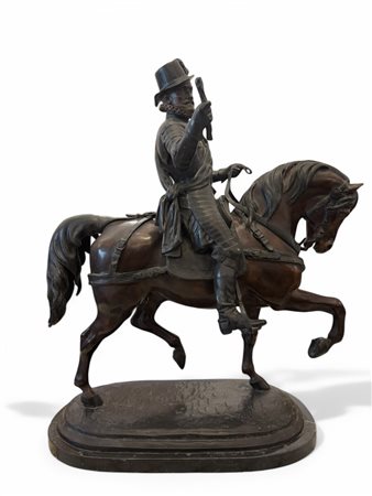 James Hunt (XIX - XX secolo) 
Personaggio a cavallo fine XIX secolo
 h 84 x 80 x 46 cm