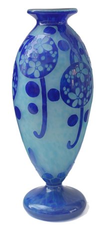  
LE VERRE FRANÇAIS - Vaso azzurro 1920 ca.
vetro 33 x 11 cm
