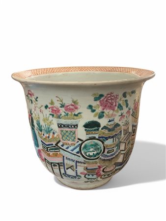  
Cachepot raffigurante "Le cento città" XX secolo
ceramica policroma H. 30 x D. 36 cm