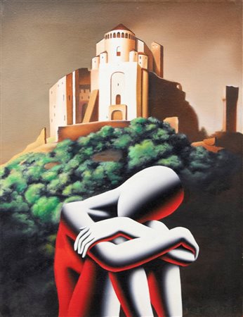 Mark Kostabi, Arroccarsi, 2005, cm 60x45, Olio su tela, Autentica a cura...