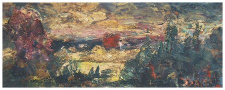 ALVARO DANTI Livorno 1911 – 1985 Senza titolo Olio su tavola 18 x 46. Firma...