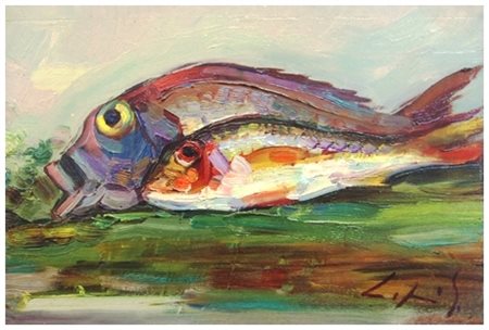 GIO BATTA LEPORI Livorno 1911 – 2002 Senza titolo Olio su tavola 18 x 27....