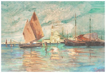 GINO CENTONI Livorno 1891 – 1960 Senza titolo Olio su tavola 50 x 70. Firma...