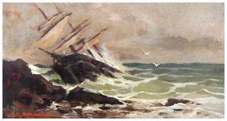 RENUCCIO RENUCCI Livorno 1880 – 1947 Senza titolo Olio su tavola 21,5 x 42....