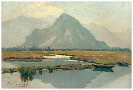 GIOVANNI LOMI Ardenza 1889 – 1969 Dintorni di Pallanza 1950 ca. Olio su...