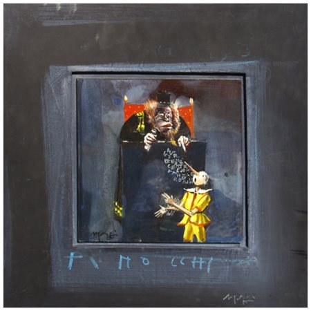 MARIO MADIAI Livorno 1944 Pinocchio Pittura e t.m. su cartoncino accoppiato a...