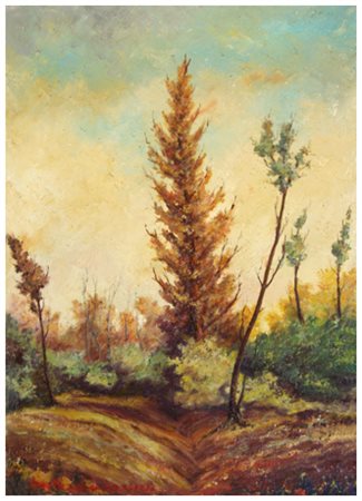 VELIO AMATUZZI Grosseto 1917 – ? La Quercia (ricordi d’autunno) 1972 Olio su...