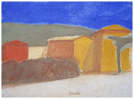 FRANCO BERALDO Meolo 1944 Paesaggio Strappo di affresco 30 x 40. Firma in b....