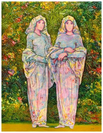 ANDREA QUARTO Lucca 1959 Orientali Olio su tela 80 x 60. Firma in b. a d.;...