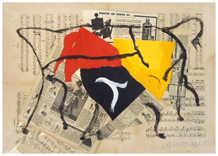 ARTURO CARMASSI Lucca 1925 Senza titolo 1986 Pittura e collage su cartoncino...